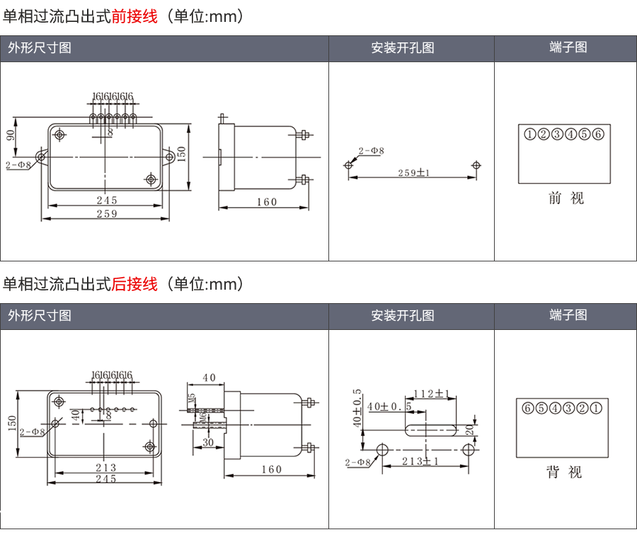 JL-8C/22-1凸出式固定安装结构外形尺寸