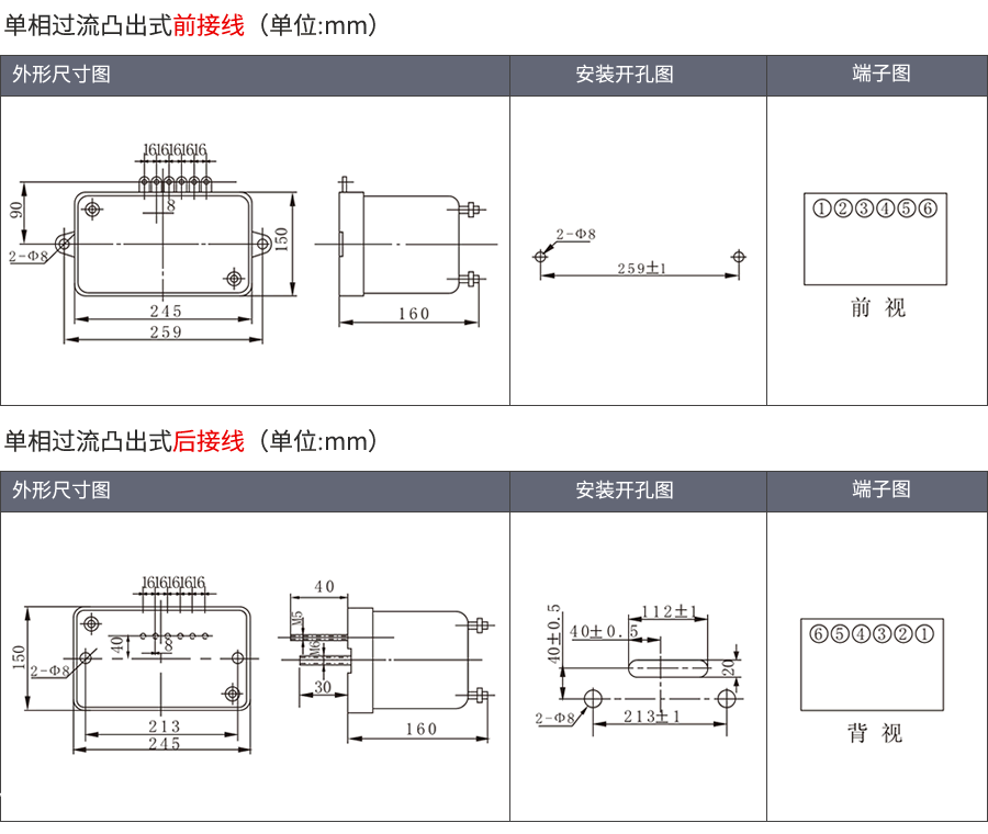 JL-8D/22-3凸出式固定安装结构外形尺寸