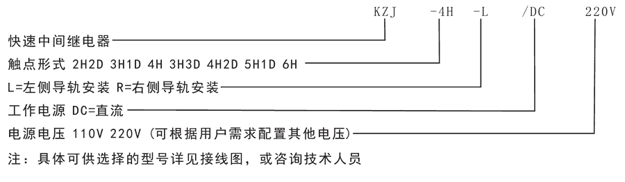 KZJ-4H2D-L/DC110V/DC220V型号分类及含义